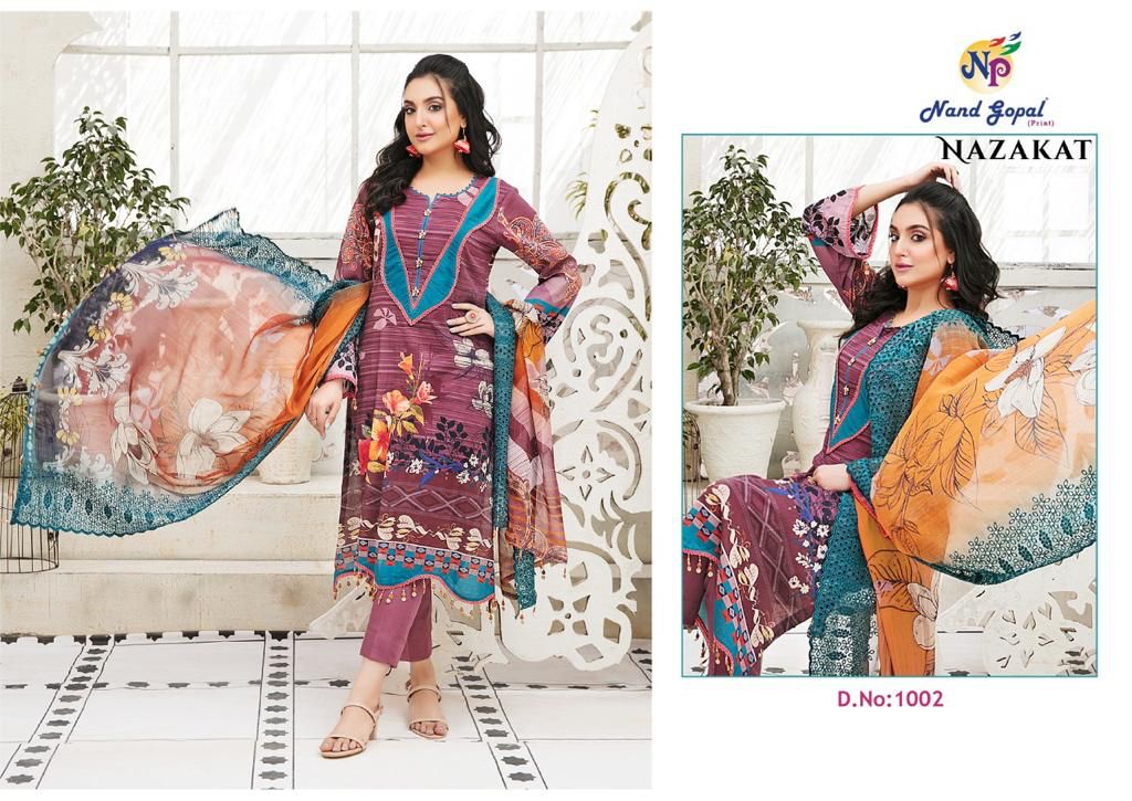 Nand Gopal Print Nazakat Cotton Karachi Style Suits Wholesaler Surat