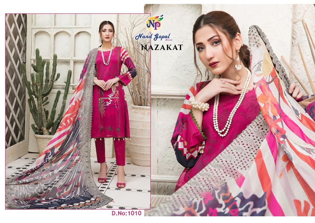 Nand Gopal Print Nazakat Cotton Karachi Style Suits Wholesaler Surat