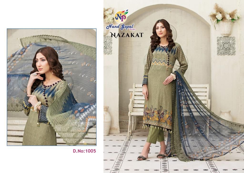 Nand Gopal Print Nazakat Cotton Karachi Style Suits Wholesaler Surat