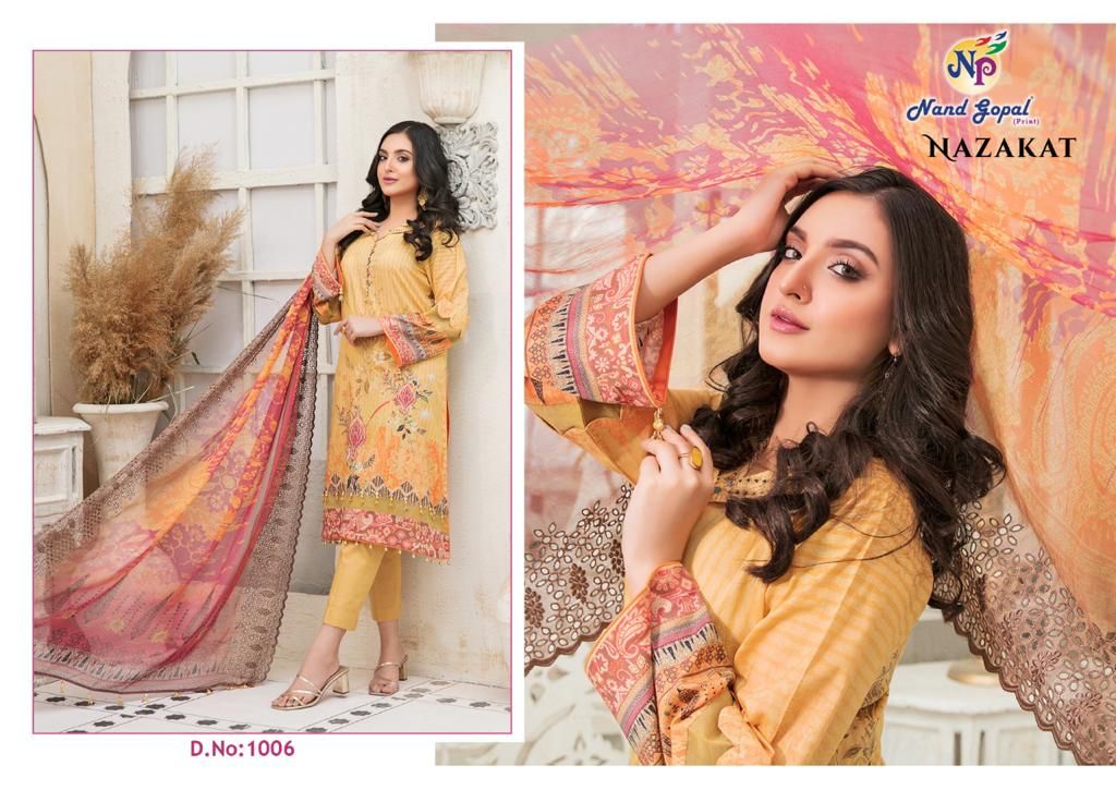 Nand Gopal Print Nazakat Cotton Karachi Style Suits Wholesaler Surat
