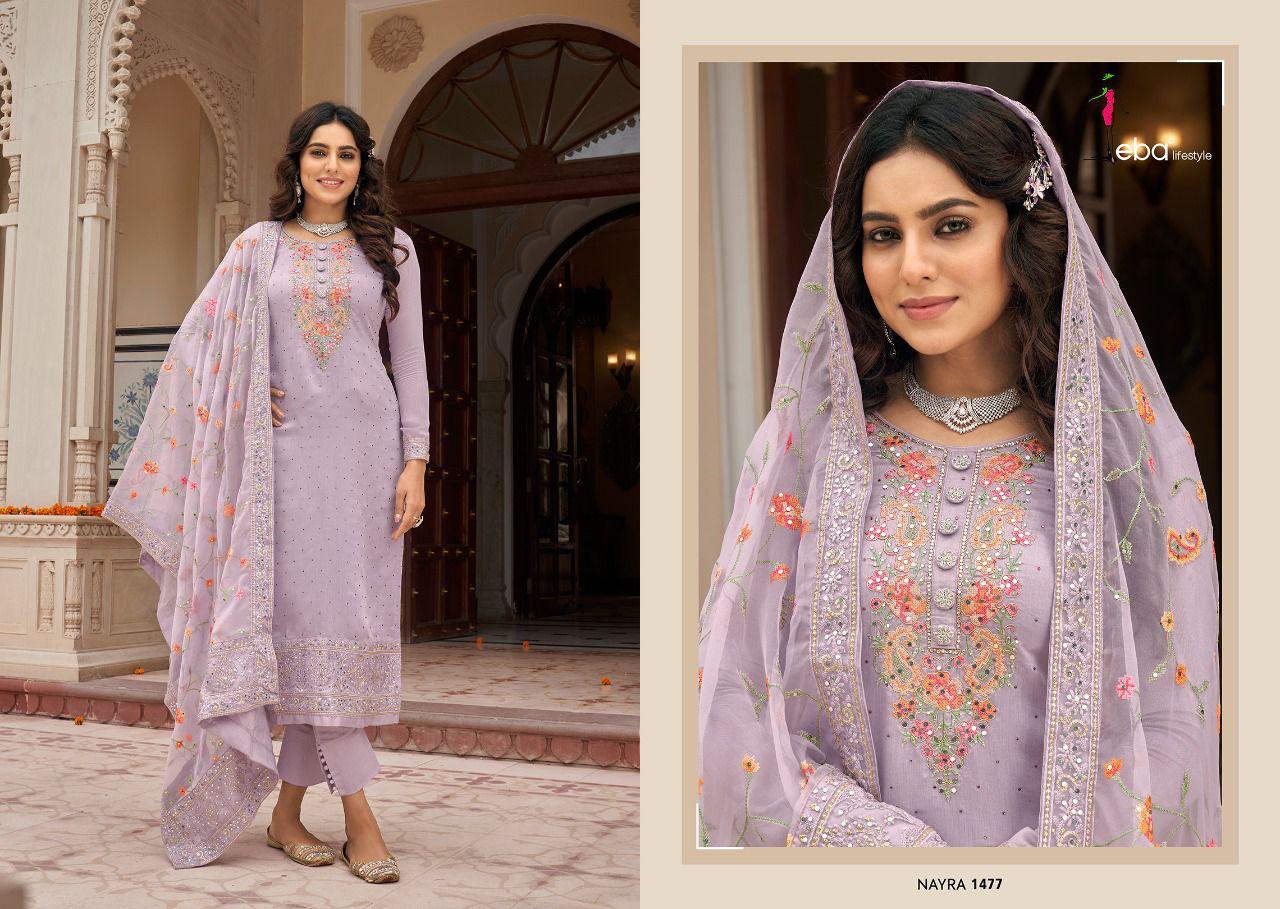 Eba Lifestyle Nyra Vol 5 Viscose Silk With Beautiful Embroidery Designer Suits Wholesaler Surat