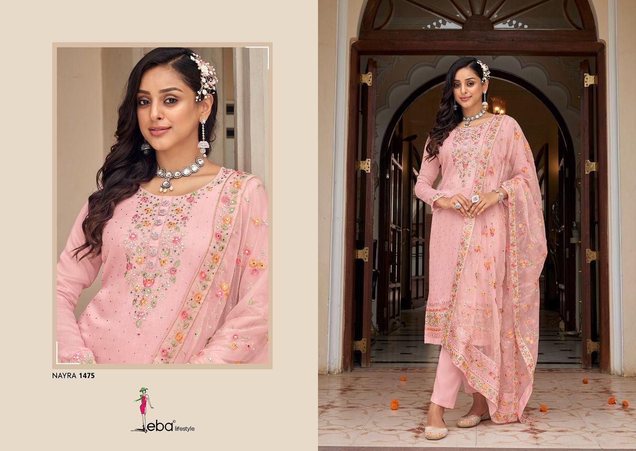 Eba Lifestyle Nyra Vol 5 Viscose Silk With Beautiful Embroidery Designer Suits Wholesaler Surat