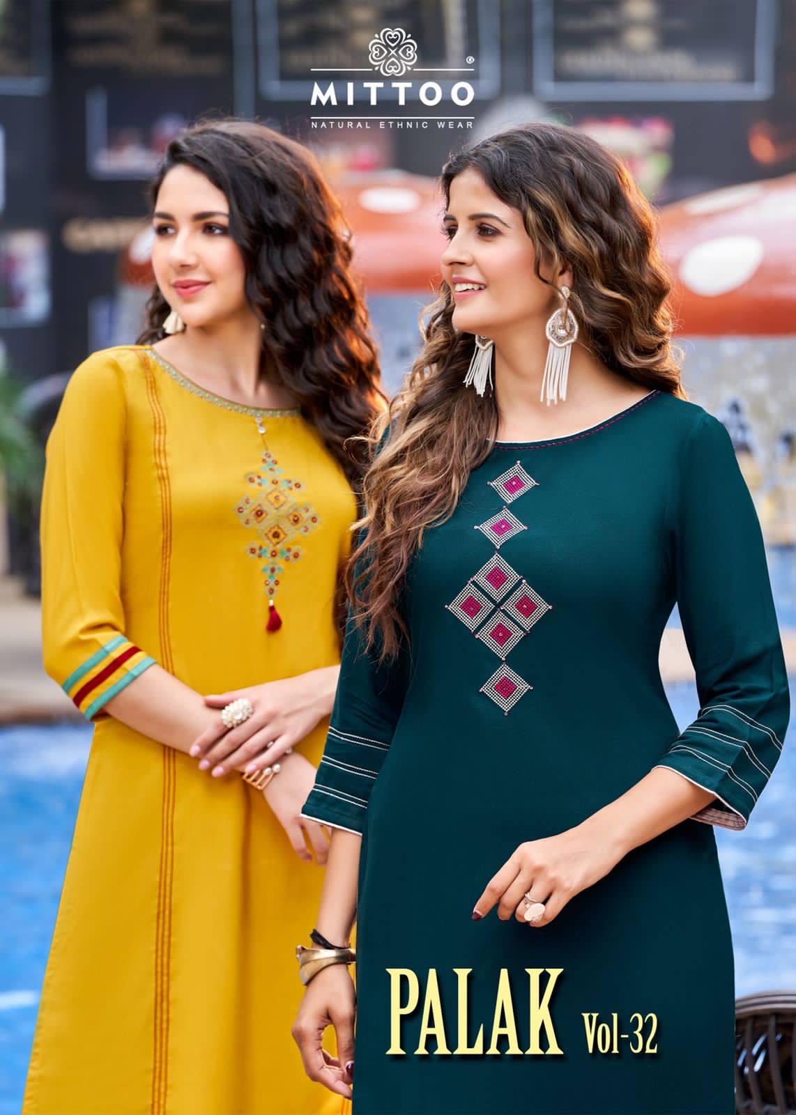 Mittoo Palak Vol 32 Rayon Fancy Straight Pattern Kurtis Wholesaler Surat