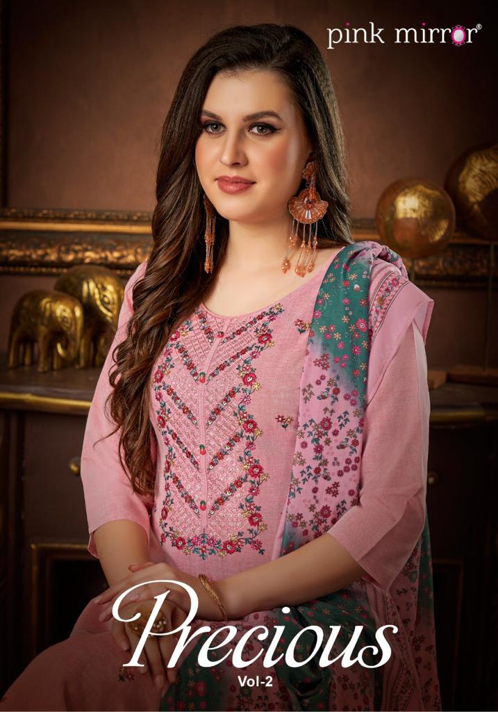 Pink Mirror Precious Vol 2 Viscose Silk With Fancy Designer Kurti Combo Set Wholesaler Surat