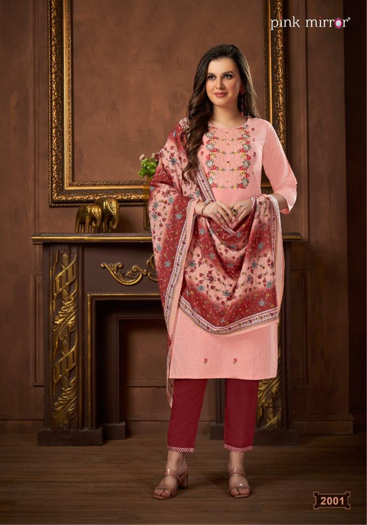 Pink Mirror Precious Vol 2 Viscose Silk With Fancy Designer Kurti Combo Set Wholesaler Surat