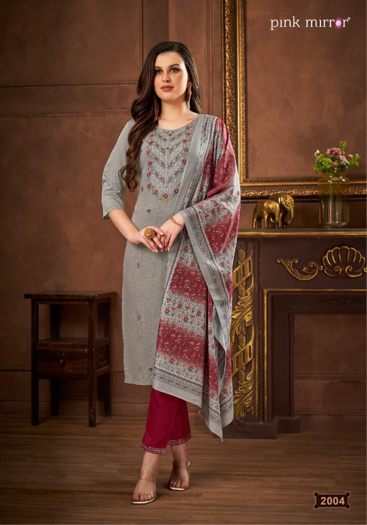 Pink Mirror Precious Vol 2 Viscose Silk With Fancy Designer Kurti Combo Set Wholesaler Surat