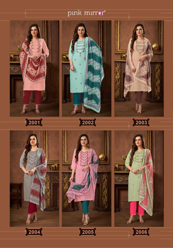 Pink Mirror Precious Vol 2 Viscose Silk With Fancy Designer Kurti Combo Set Wholesaler Surat