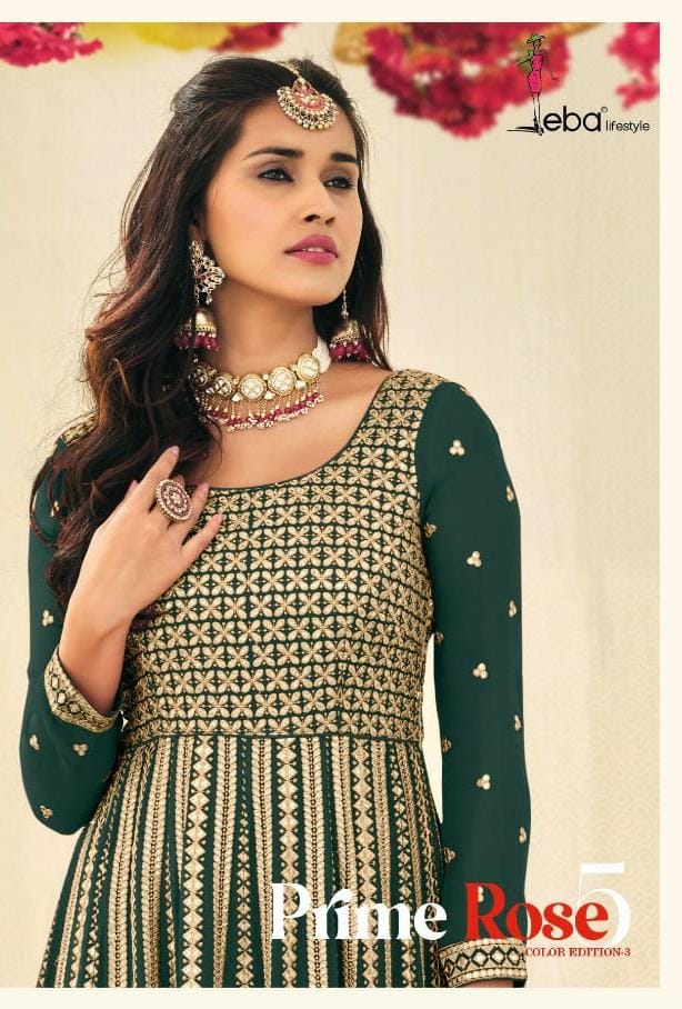 Eba Lifestyle Prime Rose Vol 5 Georgette Heavy Designer Suits Wholesaler Surat