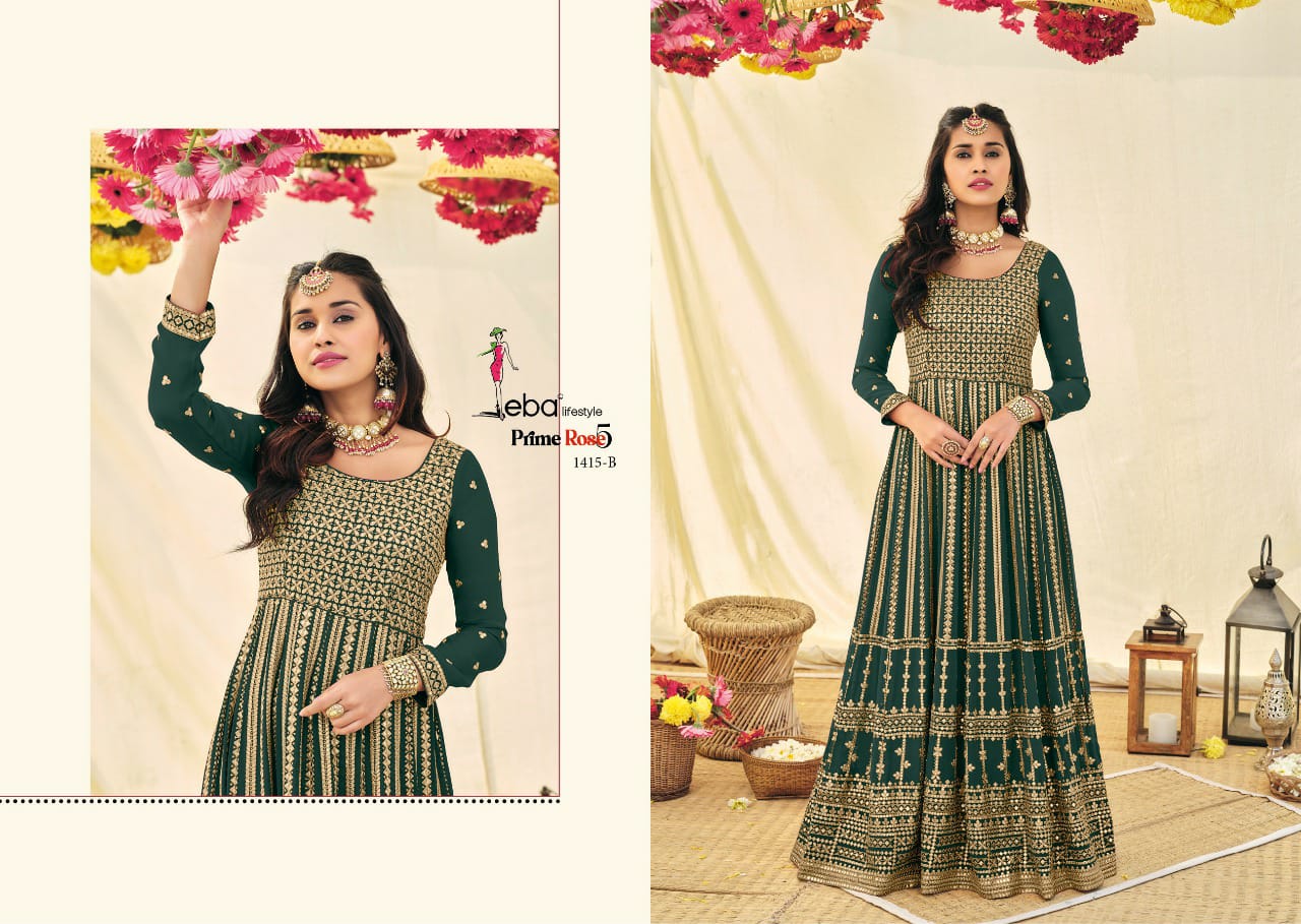 Eba Lifestyle Prime Rose Vol 5 Georgette Heavy Designer Suits Wholesaler Surat