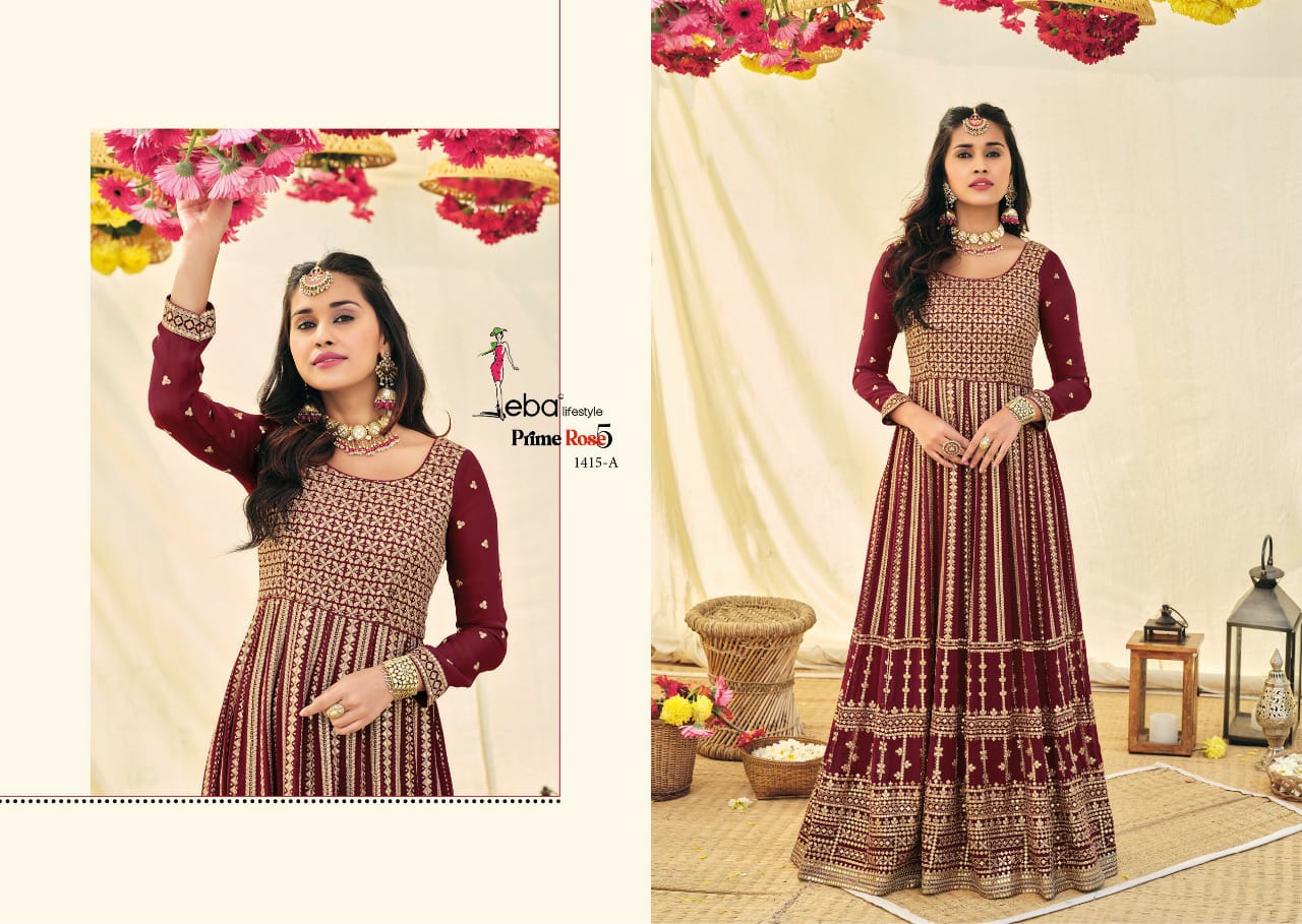 Eba Lifestyle Prime Rose Vol 5 Georgette Heavy Designer Suits Wholesaler Surat