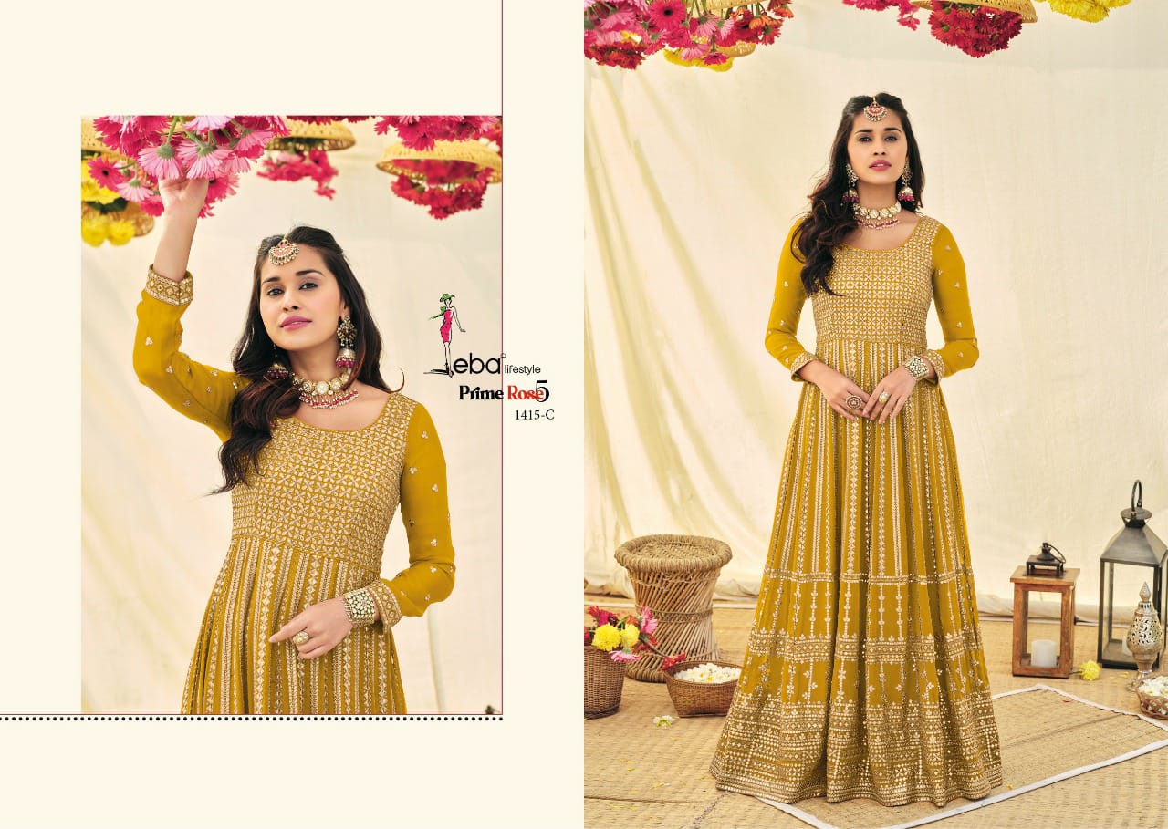 Eba Lifestyle Prime Rose Vol 5 Georgette Heavy Designer Suits Wholesaler Surat