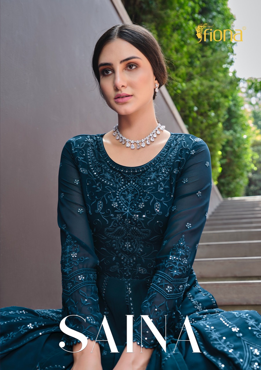 Fiona Saina Georgette With Sequence Embroidery Designer Ready Made Suits Wholesaler Surat