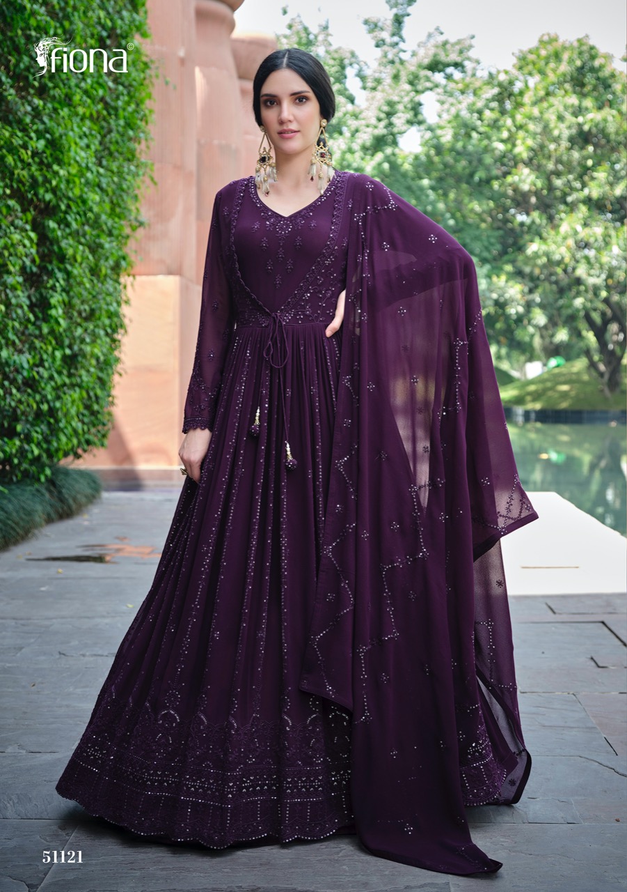 Fiona Saina Georgette With Sequence Embroidery Designer Ready Made Suits Wholesaler Surat