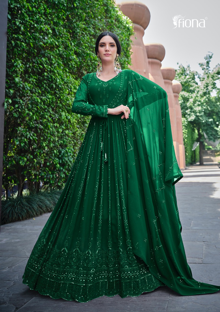 Fiona Saina Georgette With Sequence Embroidery Designer Ready Made Suits Wholesaler Surat