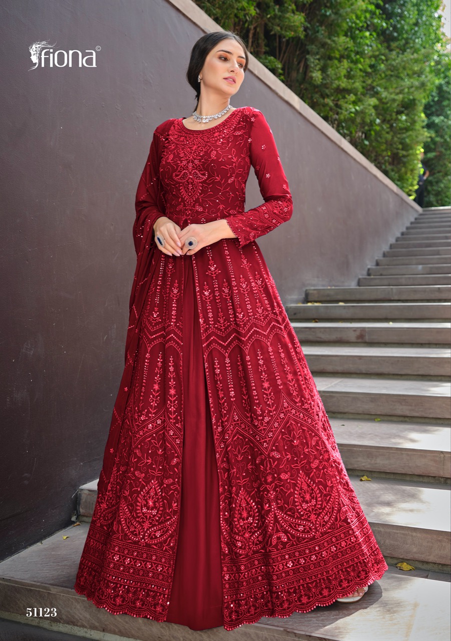 Fiona Saina Georgette With Sequence Embroidery Designer Ready Made Suits Wholesaler Surat