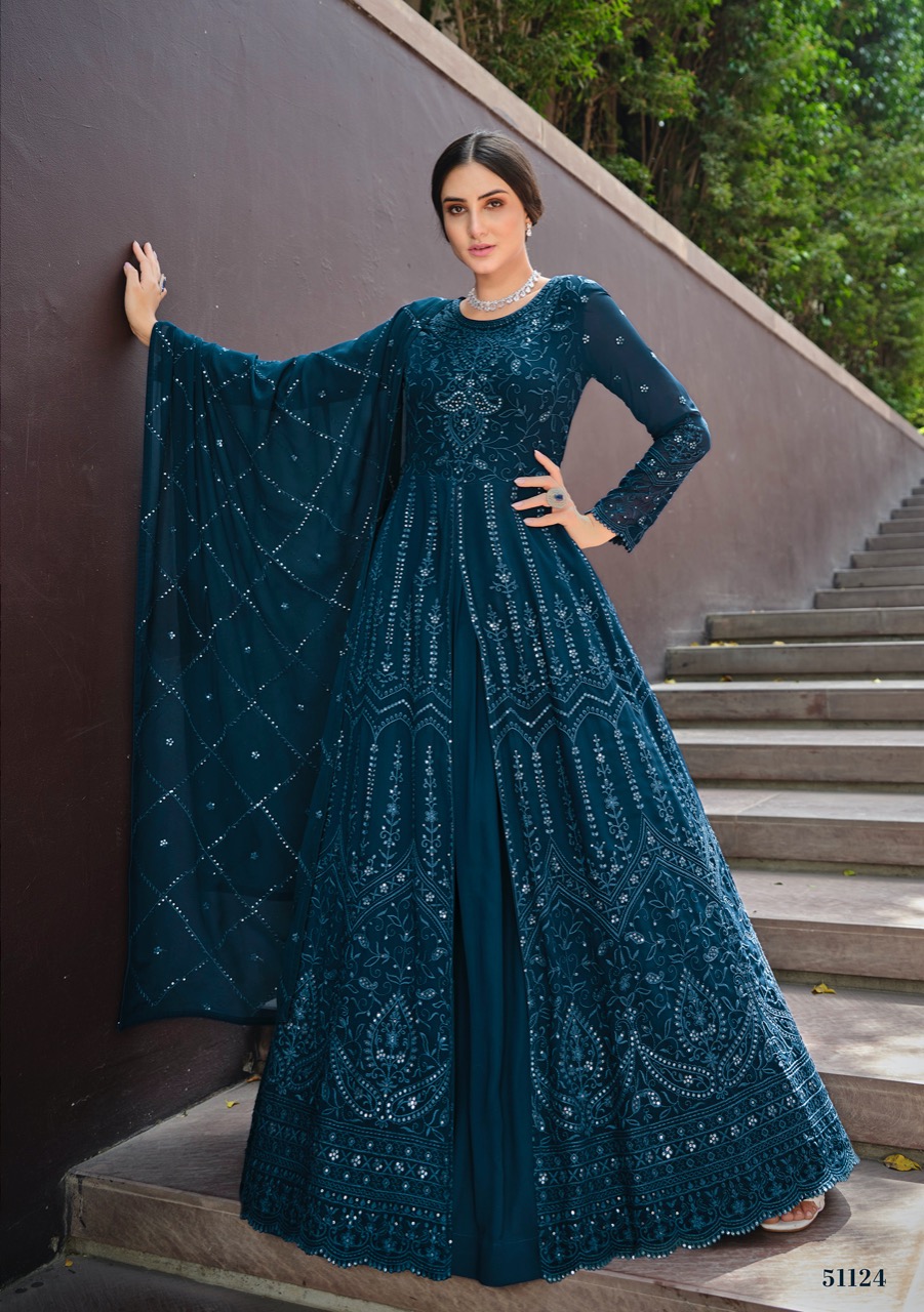 Fiona Saina Georgette With Sequence Embroidery Designer Ready Made Suits Wholesaler Surat