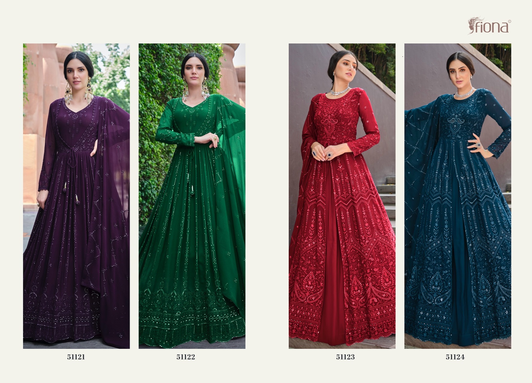 Fiona Saina Georgette With Sequence Embroidery Designer Ready Made Suits Wholesaler Surat