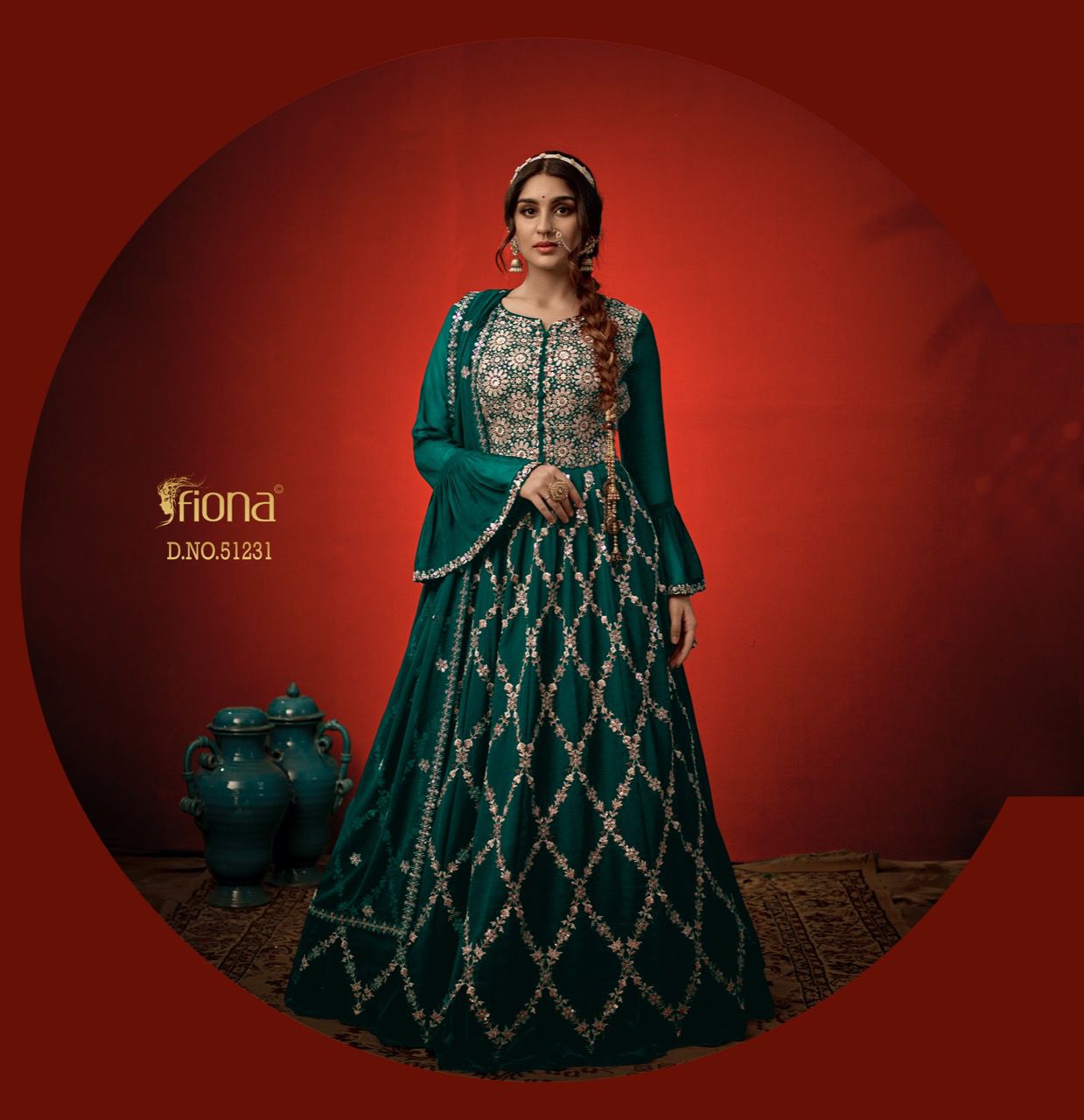 Fiona Sangini Georgette With Heavy Elegant Designer Long Gown With Dupatta Wholesaler Surat
