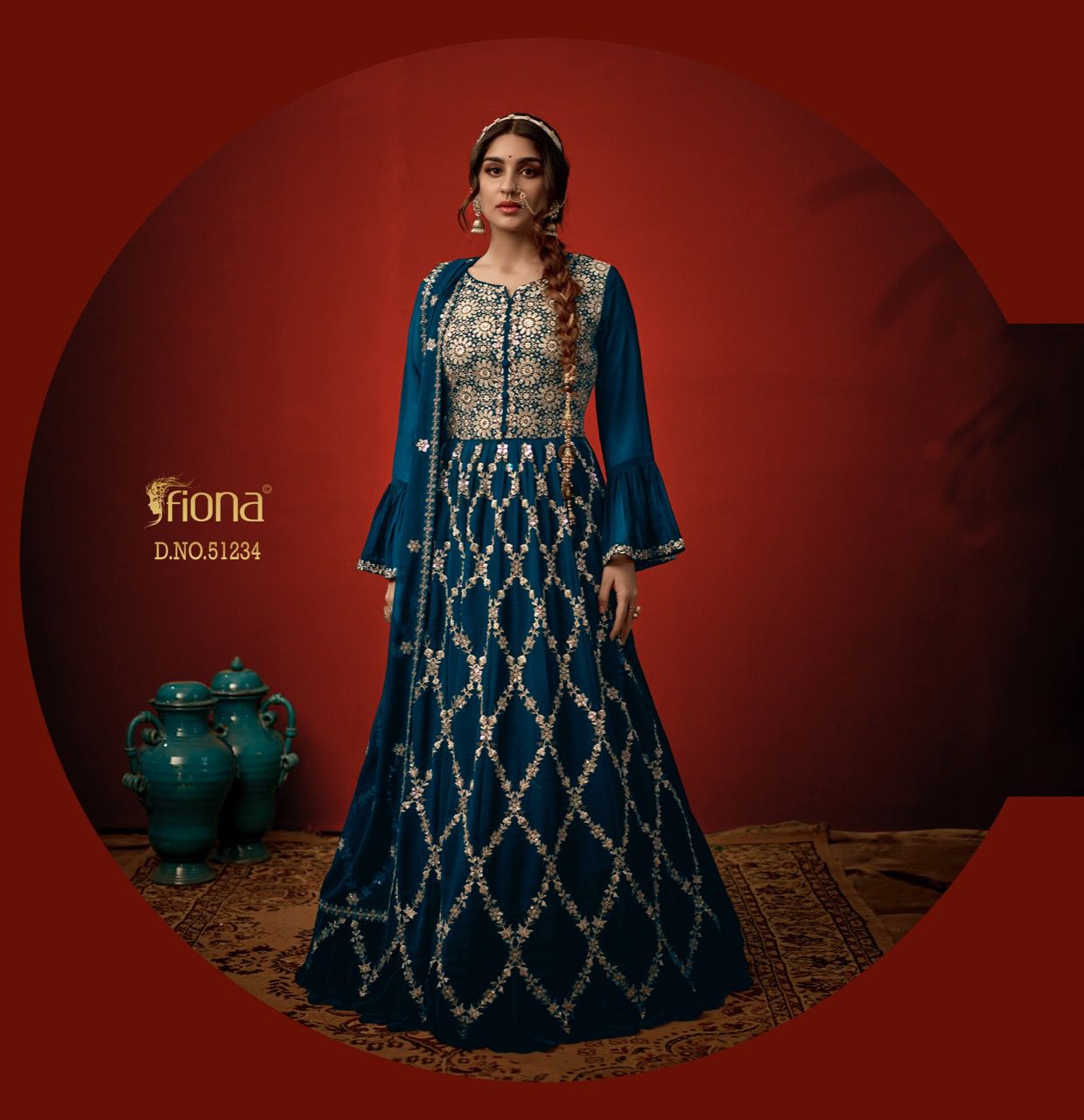 Fiona Sangini Georgette With Heavy Elegant Designer Long Gown With Dupatta Wholesaler Surat
