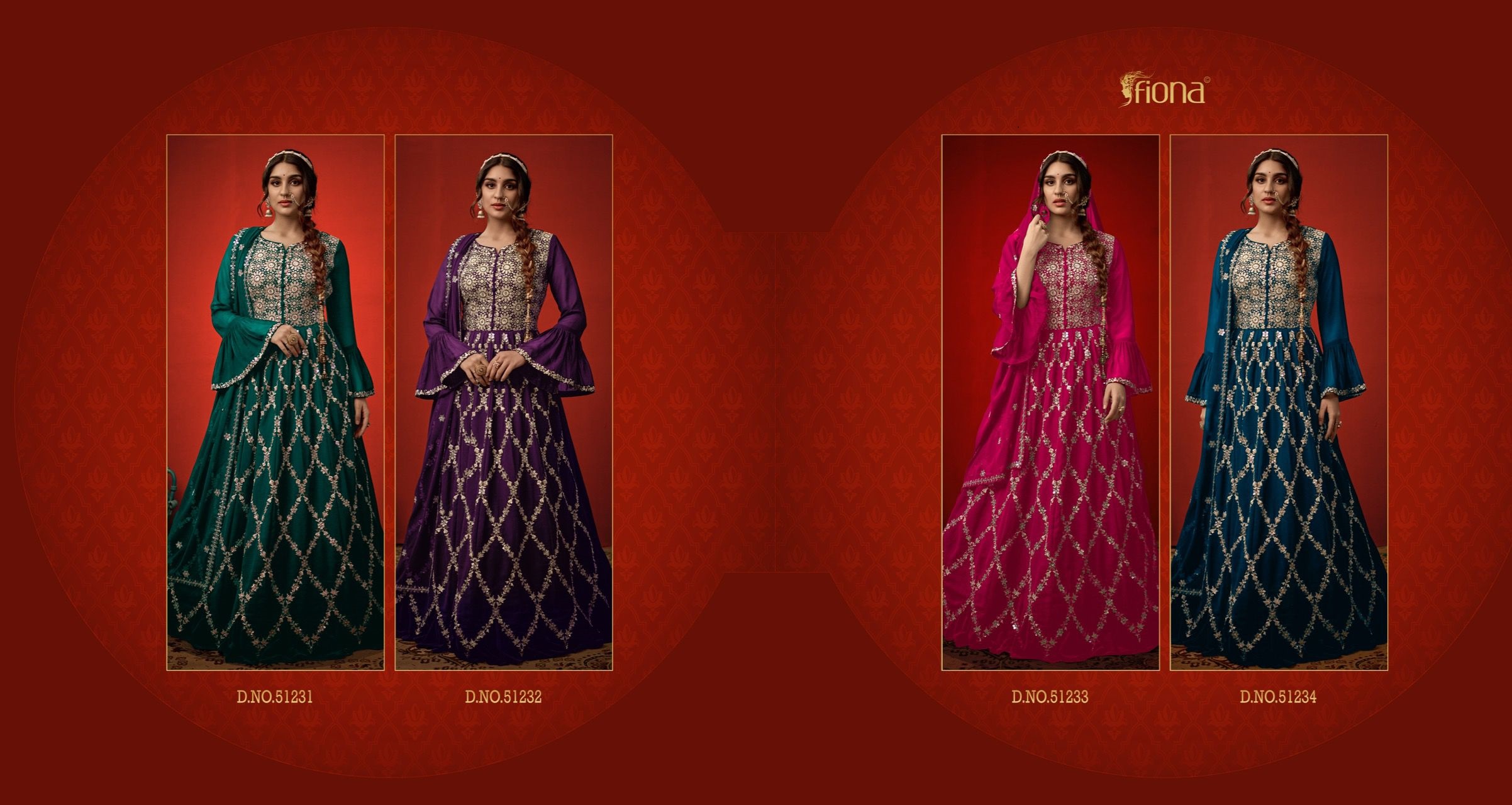 Fiona Sangini Georgette With Heavy Elegant Designer Long Gown With Dupatta Wholesaler Surat
