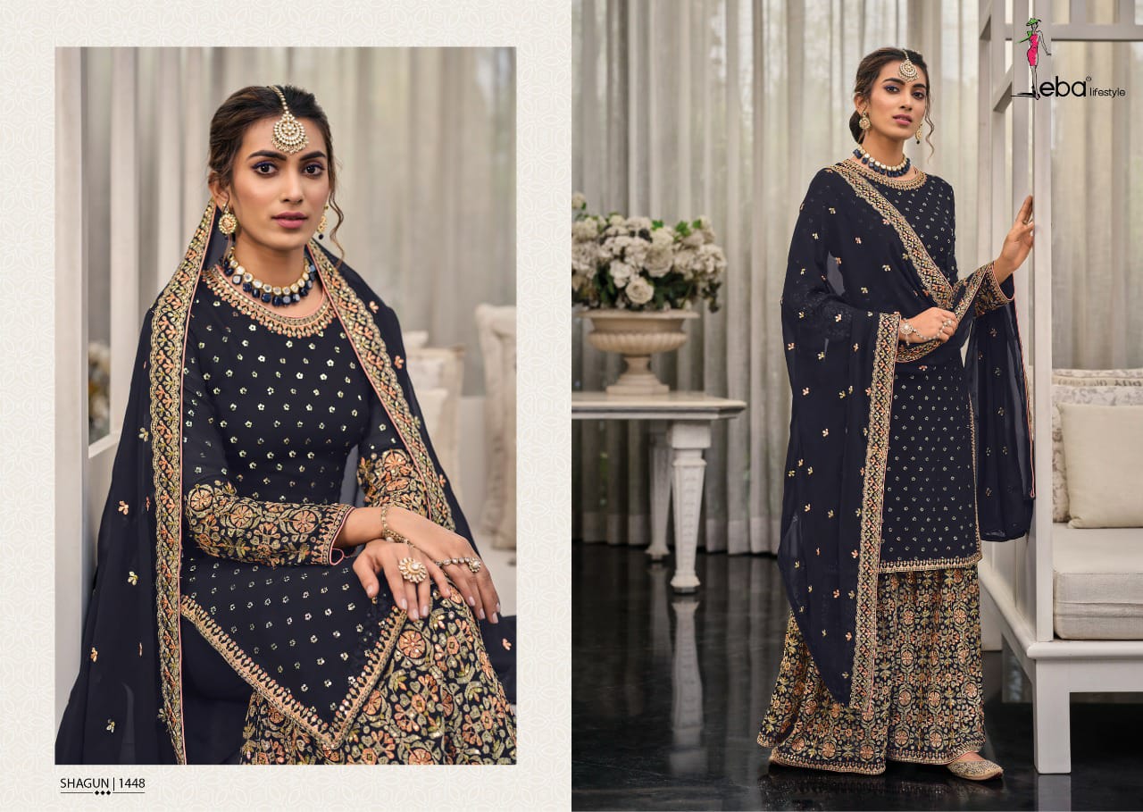 Eba Lifestyle Shagun Georgette With Beautiful Embroidery Designer Suits Wholesaler Surat