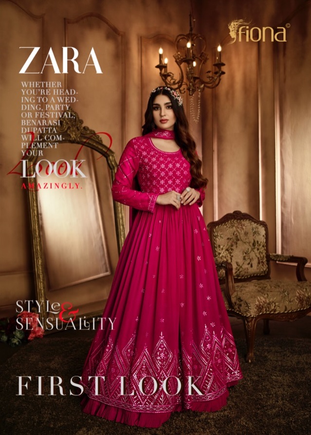 Fiona Zara Gorgette With Heavy Embroidery Designer Ready Made Gown Suits Wholesaler Surat