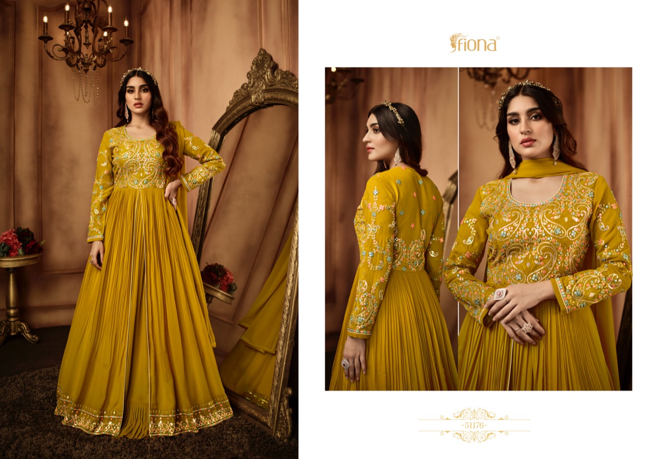 Fiona Zara Gorgette With Heavy Embroidery Designer Ready Made Gown Suits Wholesaler Surat