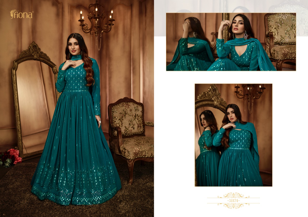 Fiona Zara Gorgette With Heavy Embroidery Designer Ready Made Gown Suits Wholesaler Surat