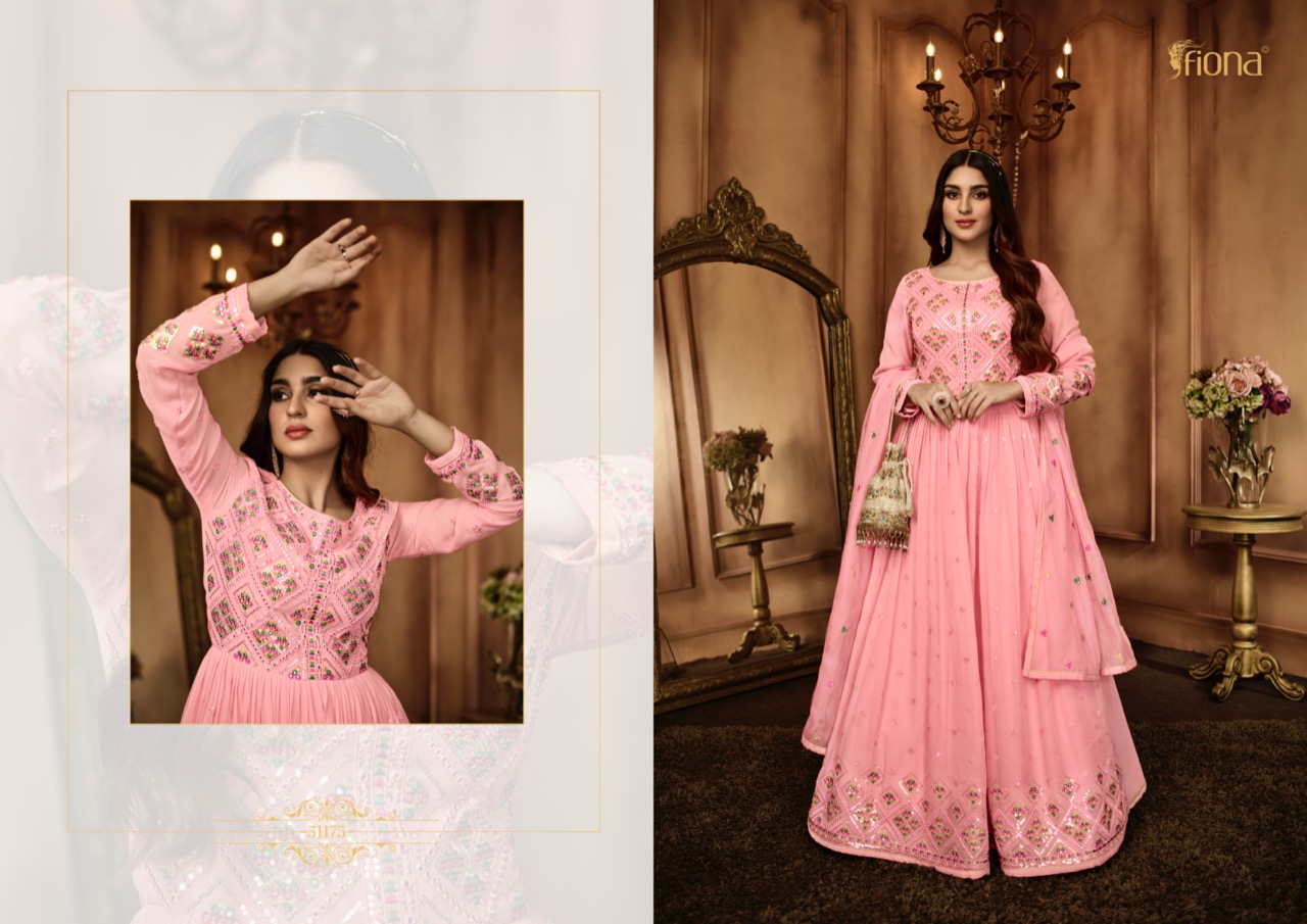 Fiona Zara Gorgette With Heavy Embroidery Designer Ready Made Gown Suits Wholesaler Surat