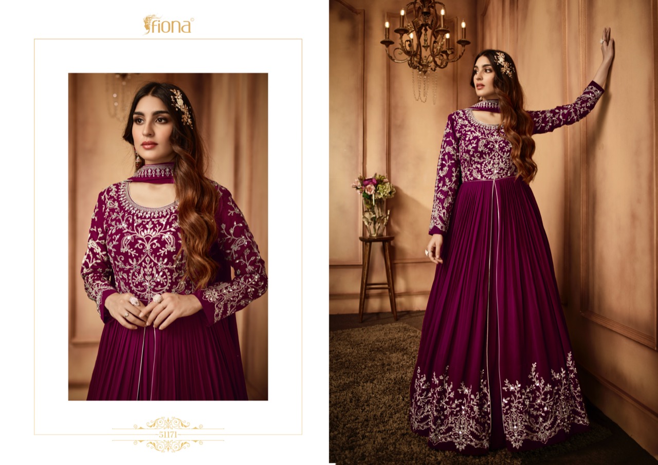 Fiona Zara Gorgette With Heavy Embroidery Designer Ready Made Gown Suits Wholesaler Surat