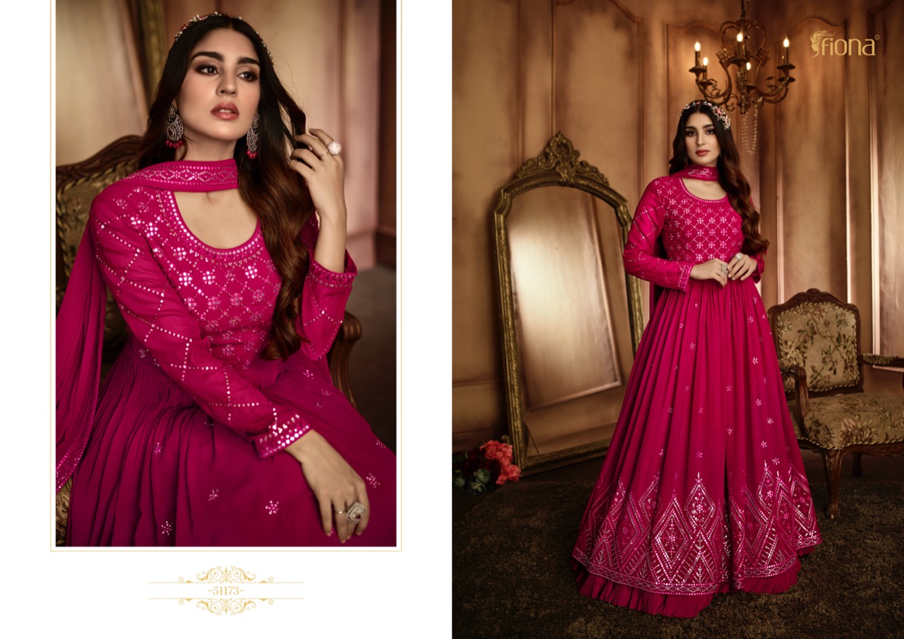 Fiona Zara Gorgette With Heavy Embroidery Designer Ready Made Gown Suits Wholesaler Surat