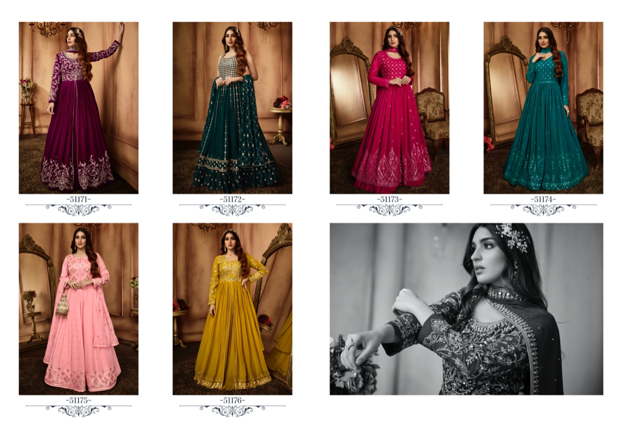 Fiona Zara Gorgette With Heavy Embroidery Designer Ready Made Gown Suits Wholesaler Surat