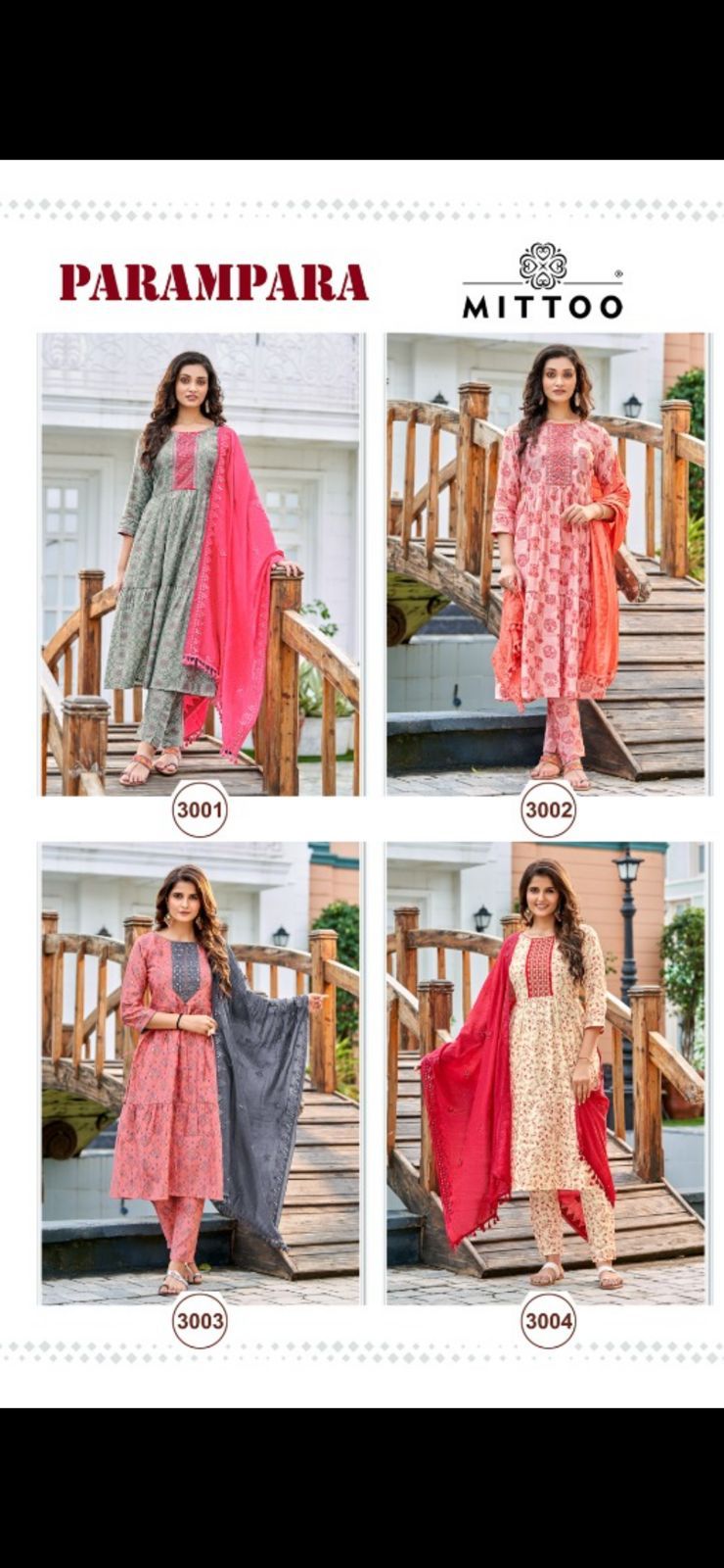 Mittoo Parampara Printed Viscose Fancy Hand Work Designer Kurti Combo Set Wholesaler Surat