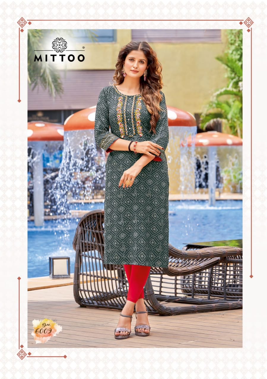 Mittoo Bandhan Vol 2 Rayon Print With Fancy Hand Work Kurtis Wholesaler Surat