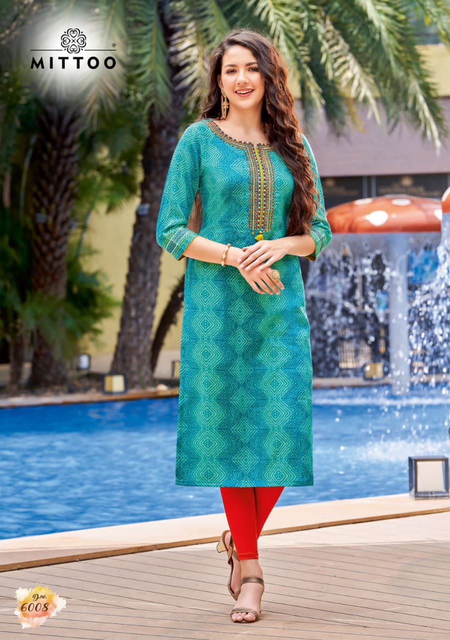 Mittoo Bandhan Vol 2 Rayon Print With Fancy Hand Work Kurtis Wholesaler Surat