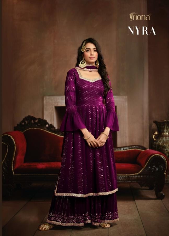 Fiona Nyra Gorgette With Heavy Designer Ready Made Sharara Suits Wholesaler Surat