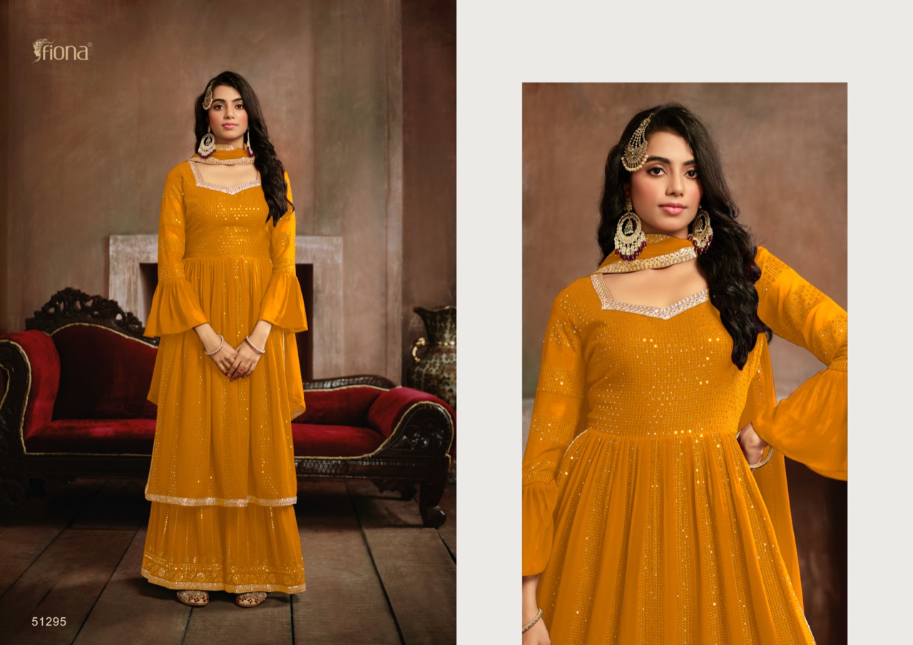 Fiona Nyra Gorgette With Heavy Designer Ready Made Sharara Suits Wholesaler Surat