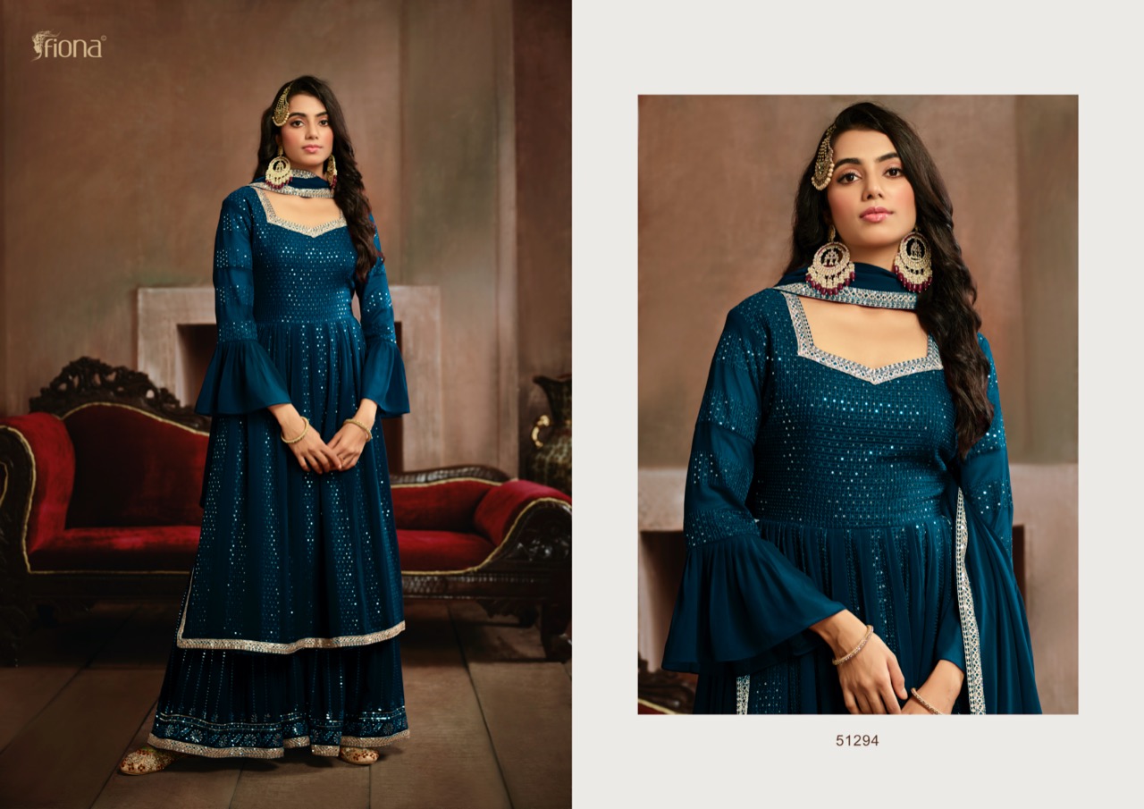 Fiona Nyra Gorgette With Heavy Designer Ready Made Sharara Suits Wholesaler Surat