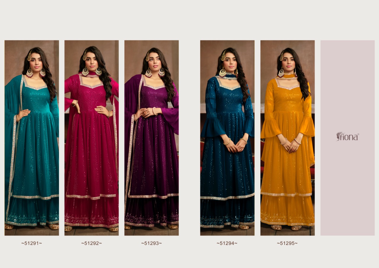 Fiona Nyra Gorgette With Heavy Designer Ready Made Sharara Suits Wholesaler Surat