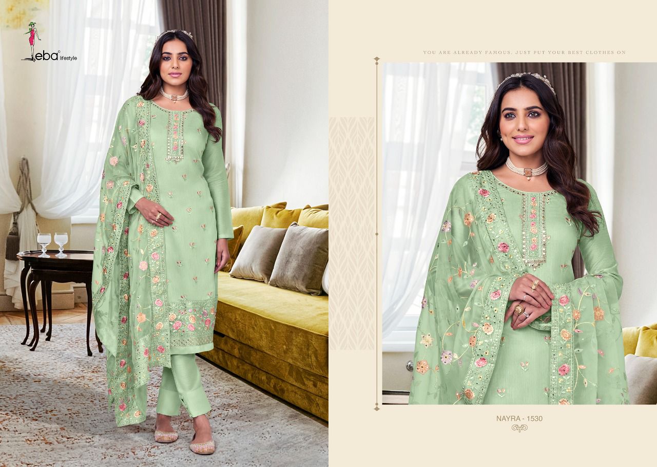 Eba Lifestyle Nyra Vol 6 Viscose Silk Beautiful Embroidery Designer Suits Wholesaler Surat