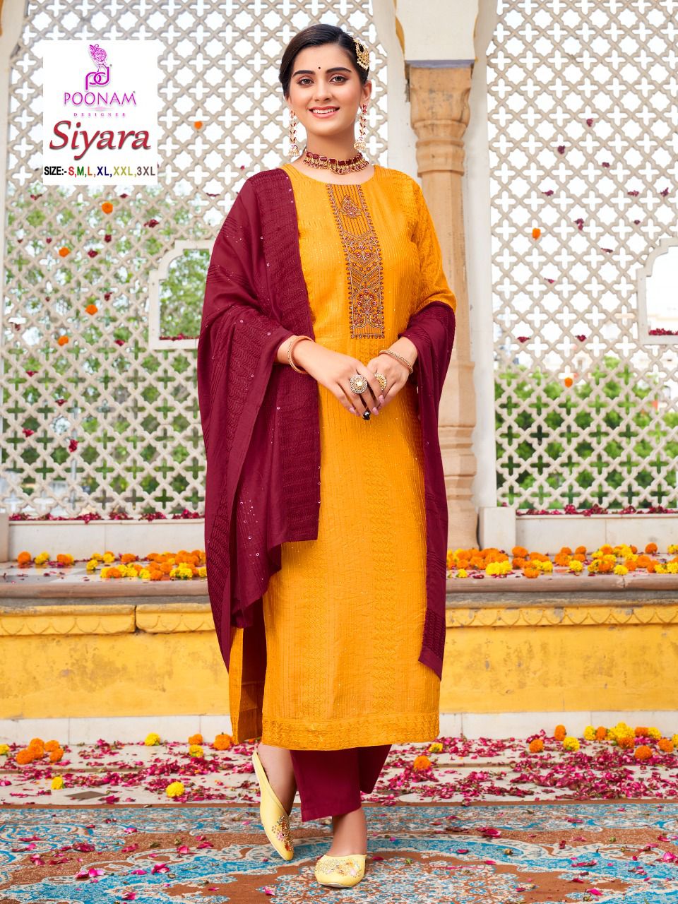 Poonam Designer Siyara Modal Silk With Embroidery Work Kurti Combo Set Wholesaler Surat