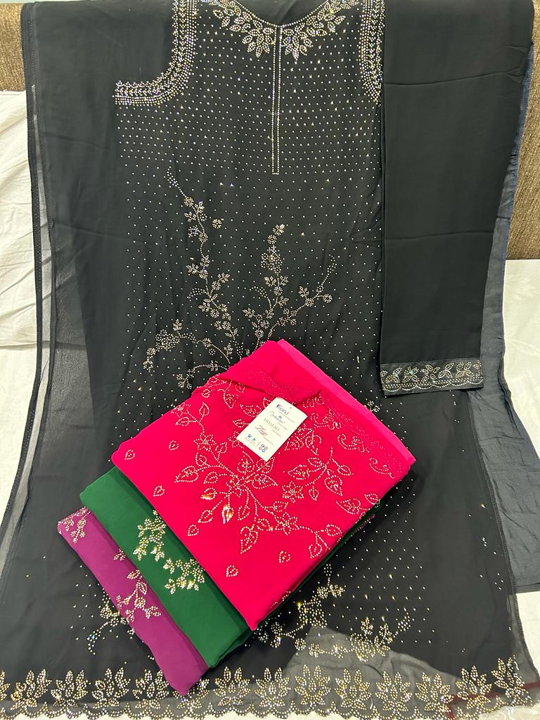 Fiona Fantasy Georgette With Heavy Beautiful Designer Suits Wholesaler Surat