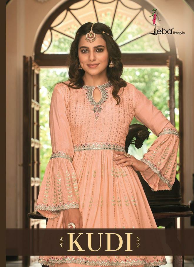 Eba Lifestyle Kudi Chinon Beautiful Designer Ready Made Suits Wholesaler Surat