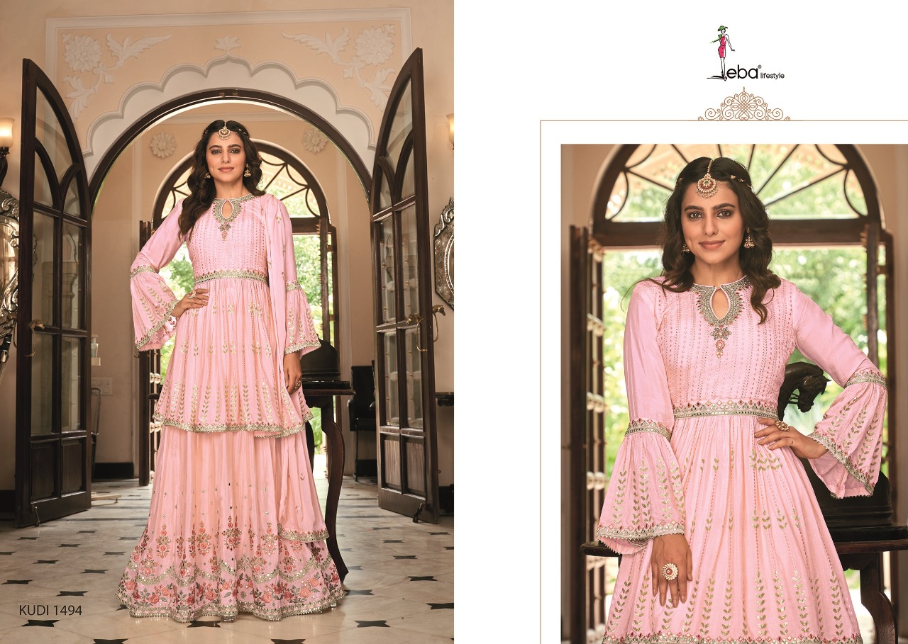 Eba Lifestyle Kudi Chinon Beautiful Designer Ready Made Suits Wholesaler Surat