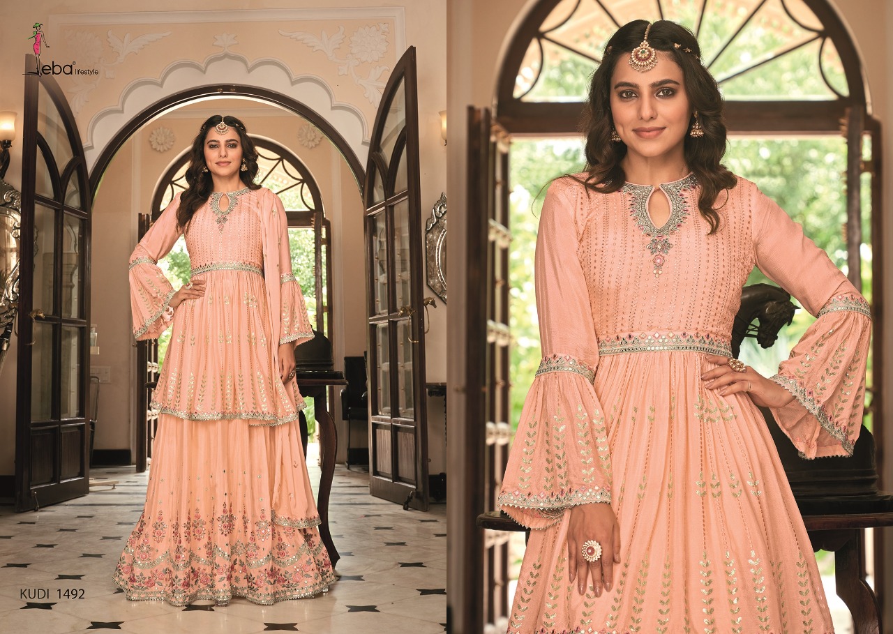 Eba Lifestyle Kudi Chinon Beautiful Designer Ready Made Suits Wholesaler Surat