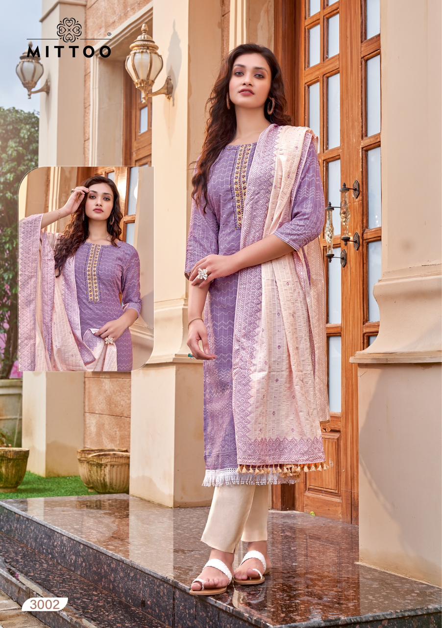 Mittoo Kum Kum Muslin Weaving Embroidery Designer Kurti Combo Set Wholesaler Surat