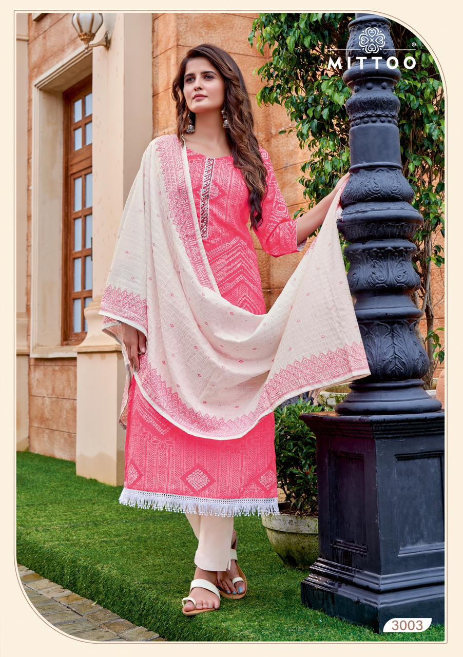 Mittoo Kum Kum Muslin Weaving Embroidery Designer Kurti Combo Set Wholesaler Surat