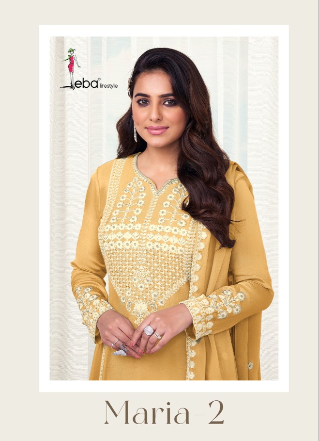 Eba Lifestyle Maria Vol 2 Chinon With Fancy Embroidery Designer Suits Wholesaler Surat