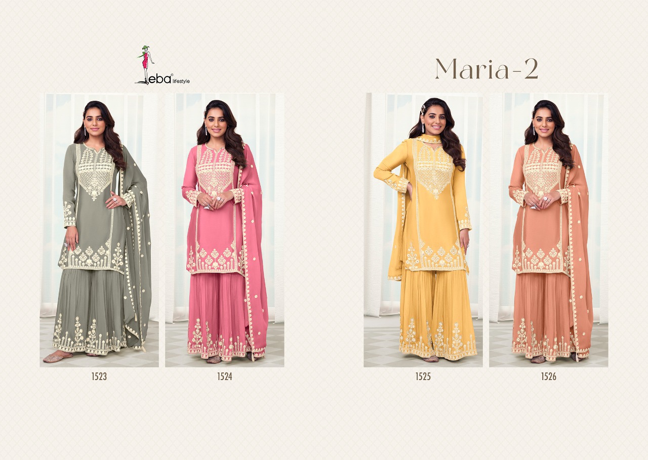 Eba Lifestyle Maria Vol 2 Chinon With Fancy Embroidery Designer Suits Wholesaler Surat