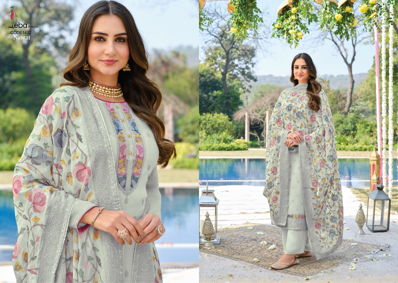 Eba Lifestyle Nimrat Viscose With Heavy Embroidery Designer Salwar Suits Wholesaler Surat